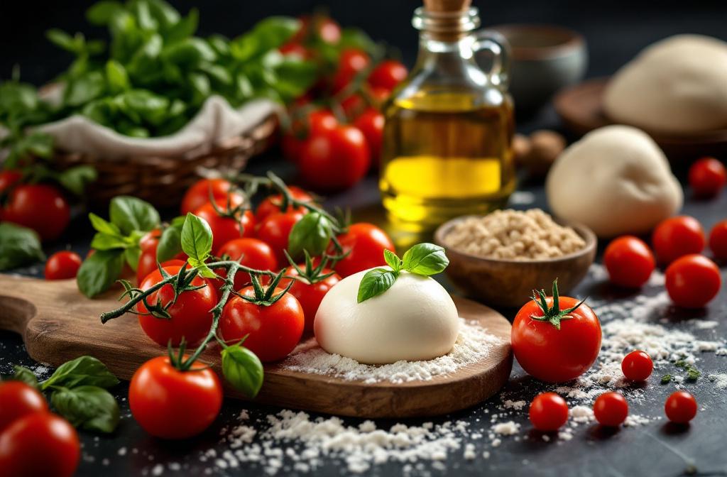 Frische italienische Zutaten auf dem Tresen